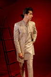 Light Copper Embroidered Silk Achkan Sherwani (3-Piece) - Image 3