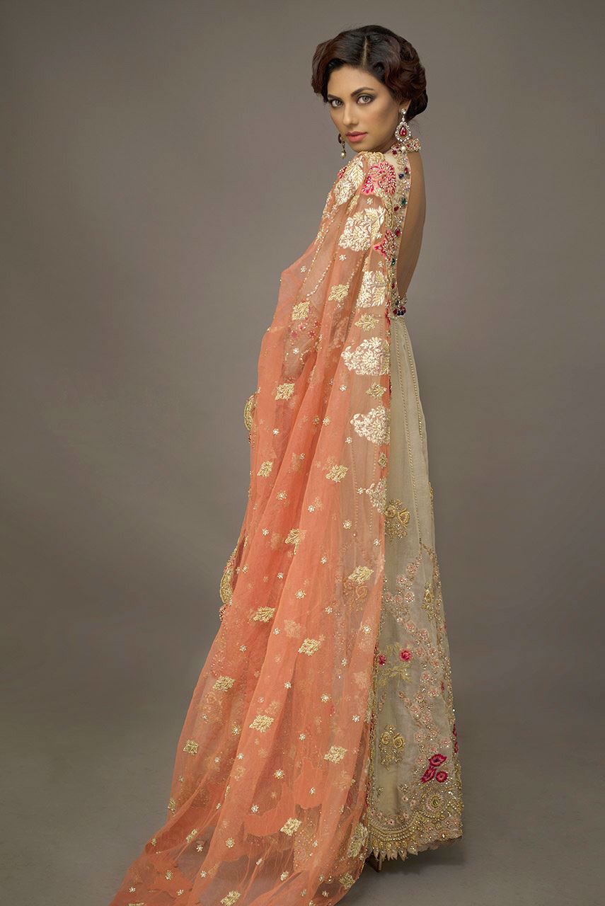 Gold Embroidered Net Anarkali Gown (2-Piece) - Image 2