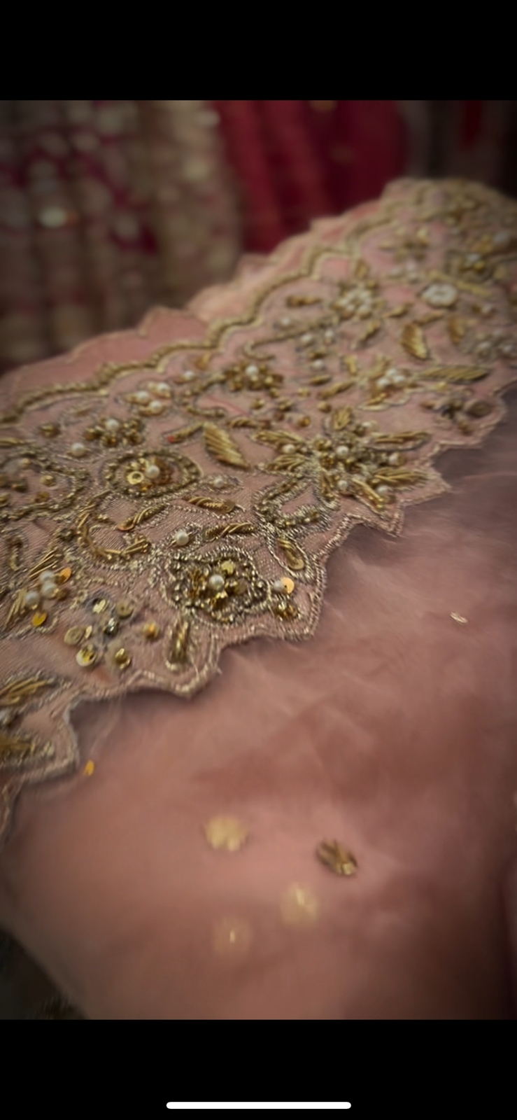 Pakistani Rose Gold Zari Embroidered Silk-Blend Anarkali Dress (3-Piece) - Image 2