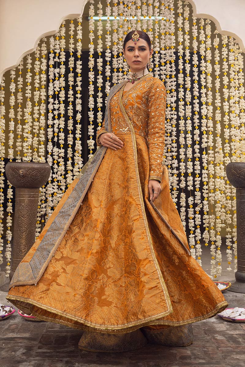 Amber Zardozi Jacquard Angrakha Anarkali (3-Piece) - Image 2