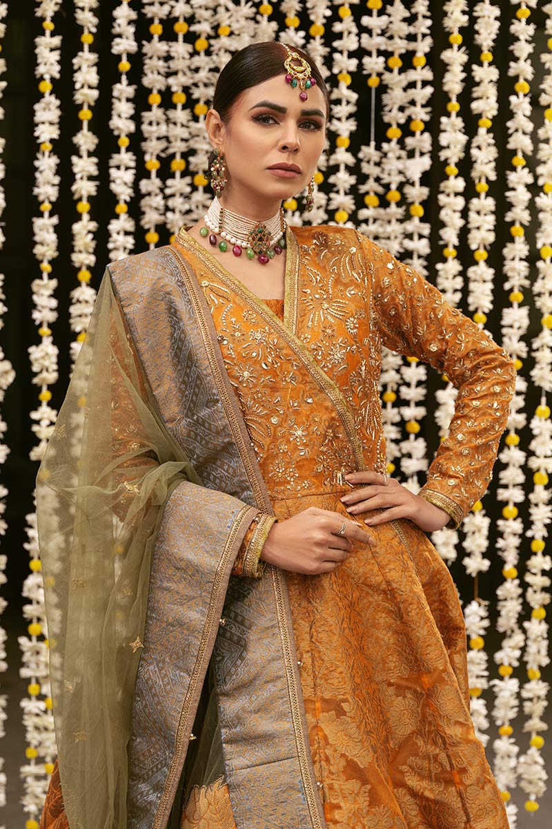 Amber Zardozi Jacquard Angrakha Anarkali (3-Piece) - Image 3