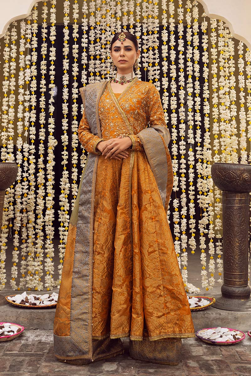 Amber Zardozi Jacquard Angrakha Anarkali (3-Piece) - Image 5