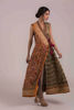 Pakistani Antique Gold Rust Embroidered Net Angrakha Dress (1-Pc) - Image 3