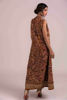 Pakistani Antique Gold Rust Embroidered Net Angrakha Dress (1-Pc) - Image 4