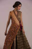 Pakistani Antique Gold Rust Embroidered Net Angrakha Dress (1-Pc) - Image 6