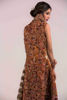 Pakistani Antique Gold Rust Embroidered Net Angrakha Dress (1-Pc) - Image 7