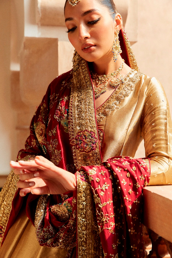 Gold Zardozi Tissue Kalidar Anghrakha (3-Piece) - Image 5