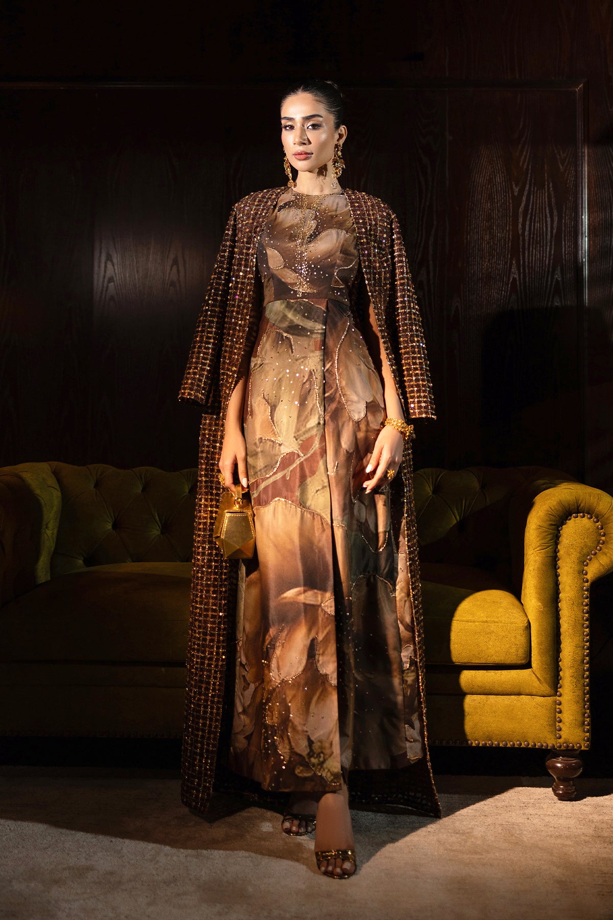 Bronze Adda Work Satin-Blend Cape Dress (2-Piece) - Image 11