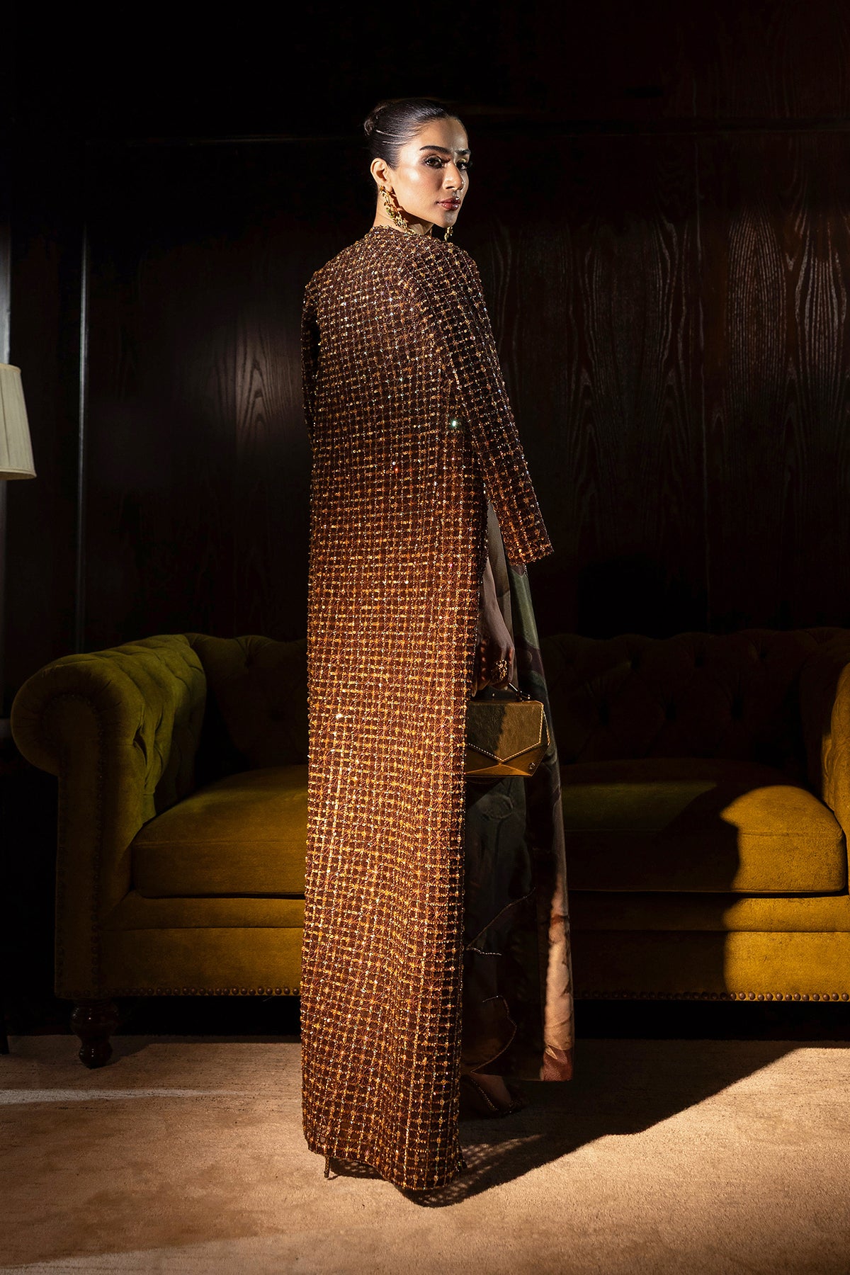 Bronze Adda Work Satin-Blend Cape Dress (2-Piece) - Image 9