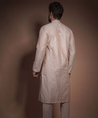 Rose Gold Chikankari Premium Fabric Kurta (2-Piece) - Image 3