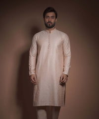 Rose Gold Chikankari Premium Fabric Kurta (2-Piece) - Image 4