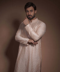 Rose Gold Chikankari Premium Fabric Kurta (2-Piece) - Image 5