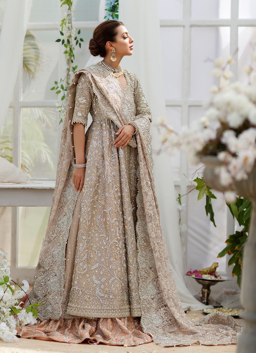 Rose Gold Embroidered Asli Tissue Kalli Daar Gharara (3-Piece) - Image 8