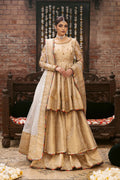 Pakistani Gold Zardozi Jamawar Gharara Set (3-Piece) - Image 1