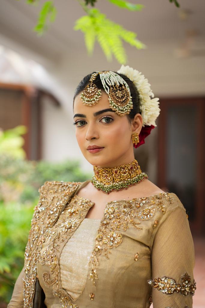 Gold Zardozi Masoori Shirt & Chikankari Gharara (3-Piece) - Image 1