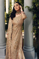 Pakistani Gold Hand Embellished Tissue & Jamawar Gharara (3-Piece) - Image 4