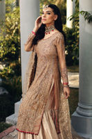 Pakistani Gold Hand Embellished Tissue & Jamawar Gharara (3-Piece) - Image 5