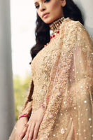 Pakistani Gold Hand Embellished Tissue & Jamawar Gharara (3-Piece) - Image 6