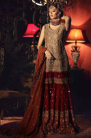 Pakistani Gold Embroidered Tissue Gharara Set (3-Piece) - Image 2