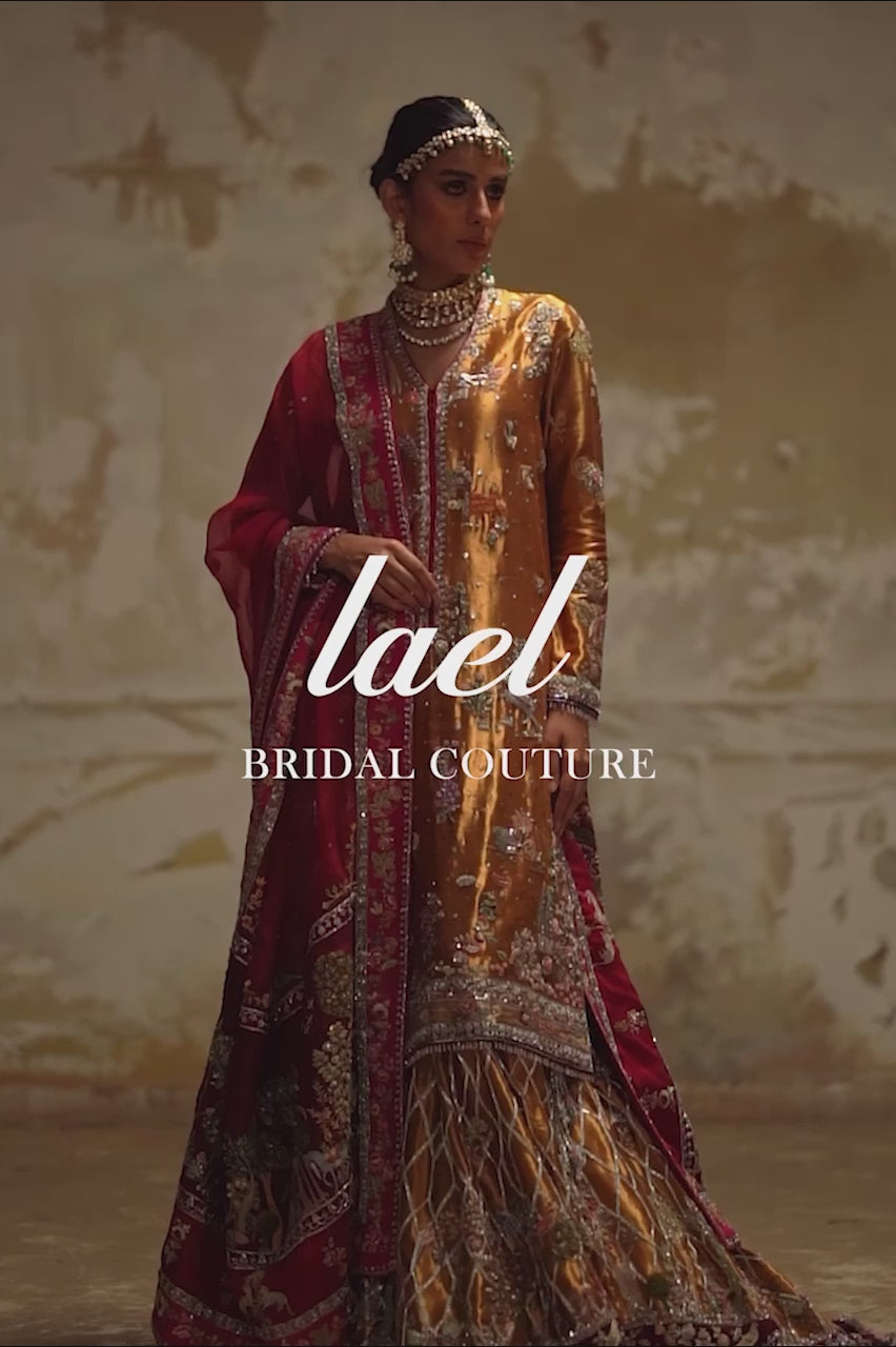 Indian Gold Zardozi Tissue Silk Farshi Gharara (3-Piece) - Image 7