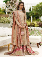 Rose Gold Zari Net Bridal Farshi Gharara (3-Piece) - Image 2