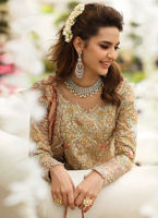 Rose Gold Zari Net Bridal Farshi Gharara (3-Piece) - Image 5