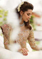 Rose Gold Zari Net Bridal Farshi Gharara (3-Piece) - Image 6