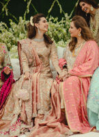 Rose Gold Zari Net Bridal Farshi Gharara (3-Piece) - Image 8