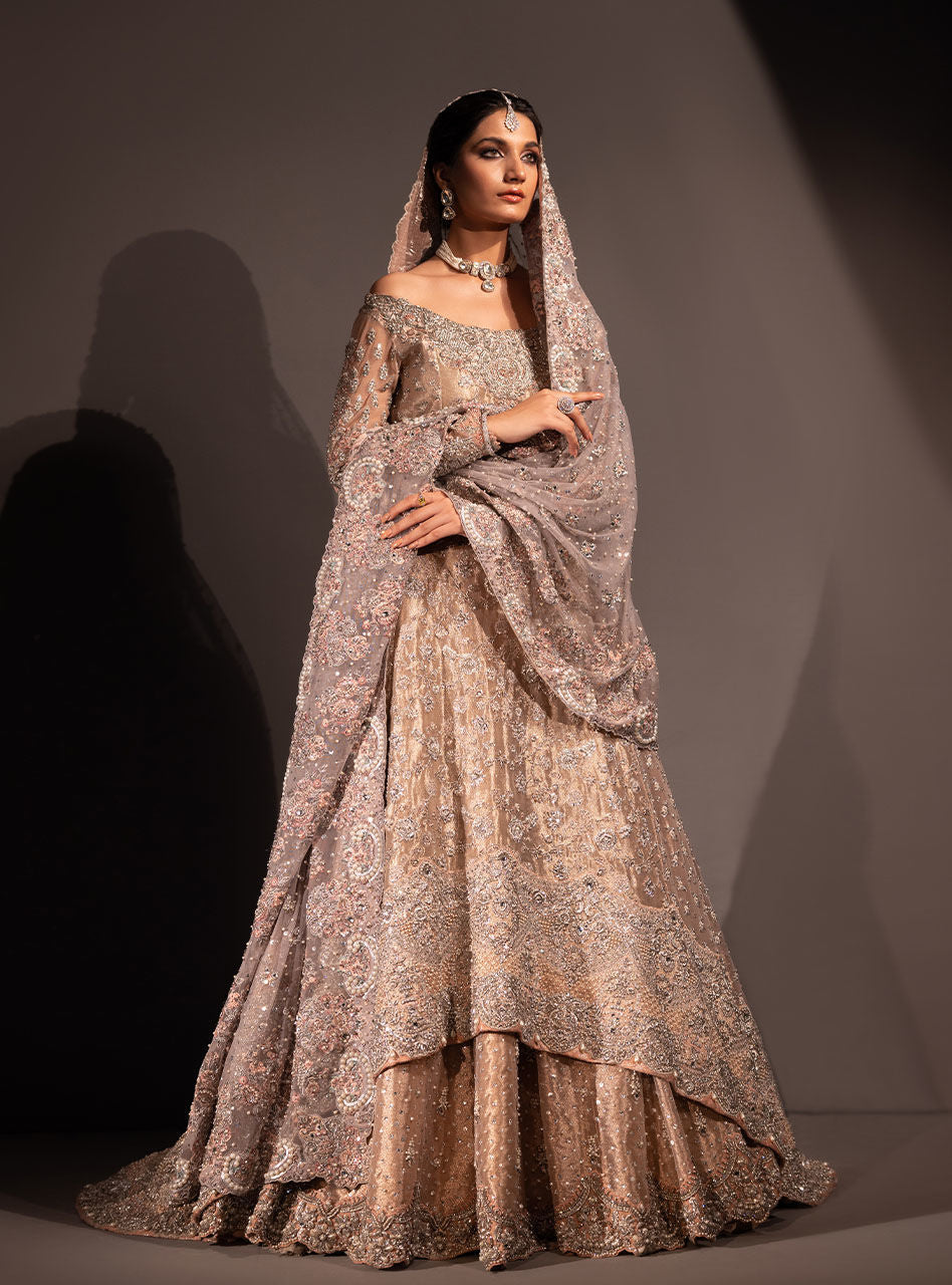 Rose Gold Embroidered Brocade Bridal Gown (2-Piece) - Image 13