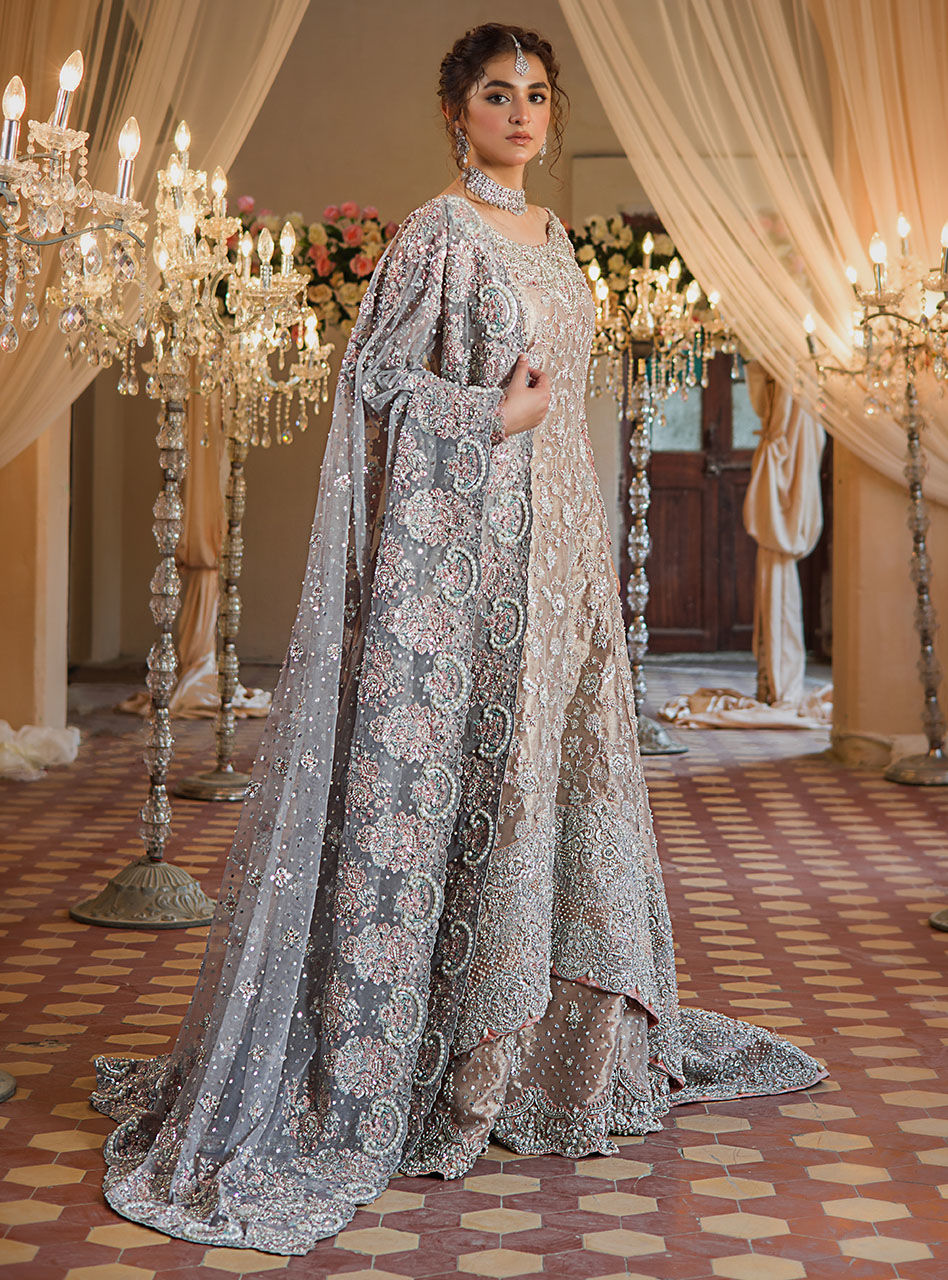 Rose Gold Embroidered Brocade Bridal Gown (2-Piece) - Image 2