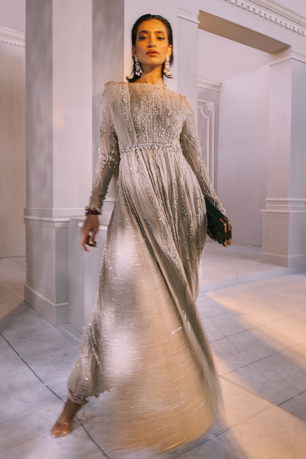 Gold Embellished Georgette & Charmeuse Silk Gown (3-Piece) - Image 6