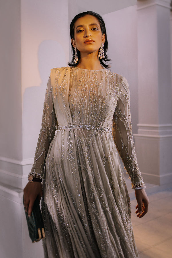 Gold Embellished Georgette & Charmeuse Silk Gown (3-Piece) - Image 7