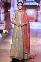 Gold Kora Dabka Gown with Rust Jamawar (2-Piece) - Image 2