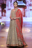 Gold Kora Dabka Gown with Rust Jamawar (2-Piece) - Image 3