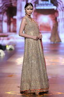Gold Kora Dabka Gown with Rust Jamawar (2-Piece) - Image 4