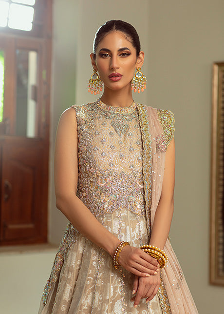 Champagne Gold Embellished Lurex Atlas Gown (2-Piece) - Image 6