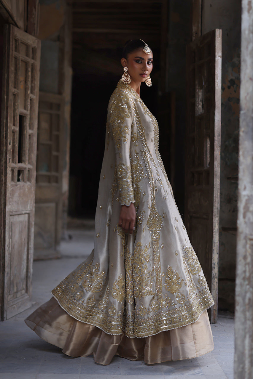 Gold Marori Embroidered Masoori Net Chogha (2-Piece) - Image 6