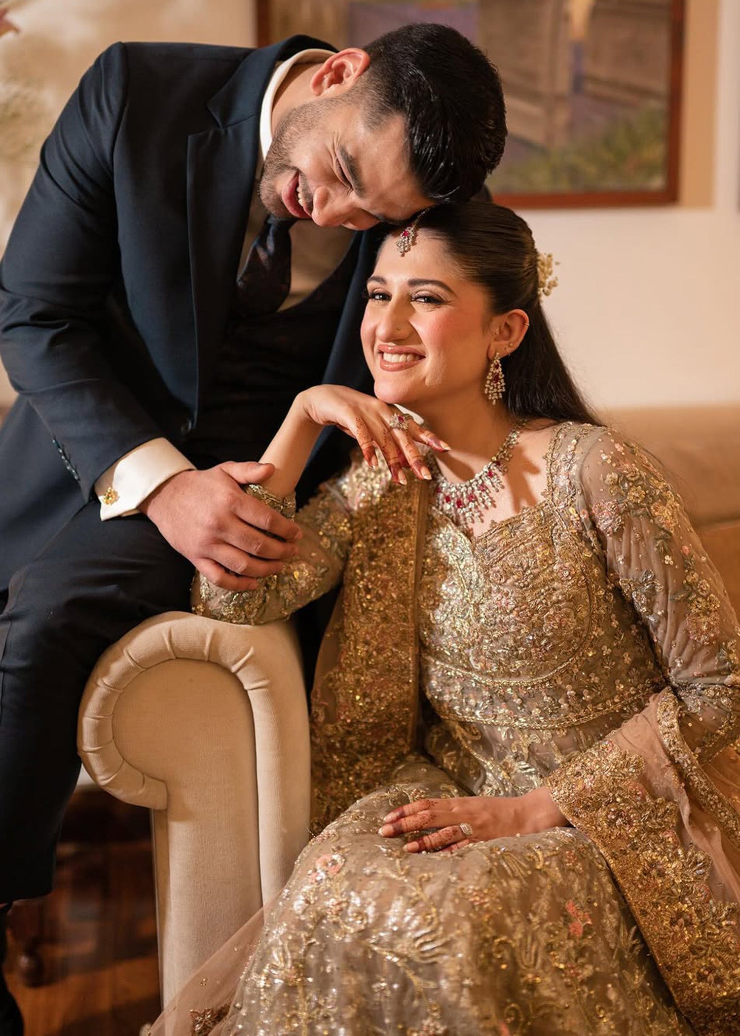 Antique Gold Embellished Bridal Gown (2-Piece) - Image 2