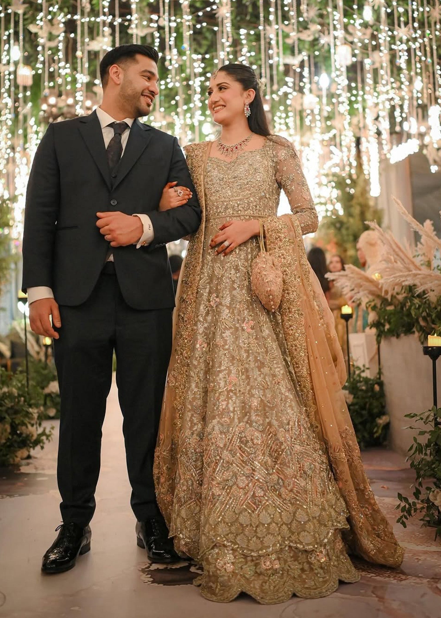 Antique Gold Embellished Bridal Gown (2-Piece) - Image 5