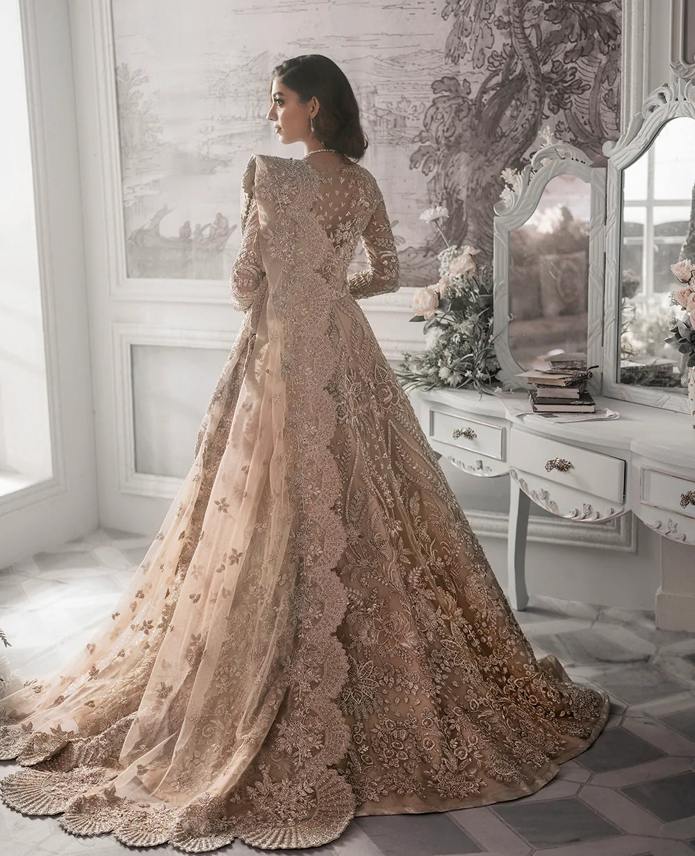 Champagne Embellished Net Bridal Gown (2-Piece) - Image 3