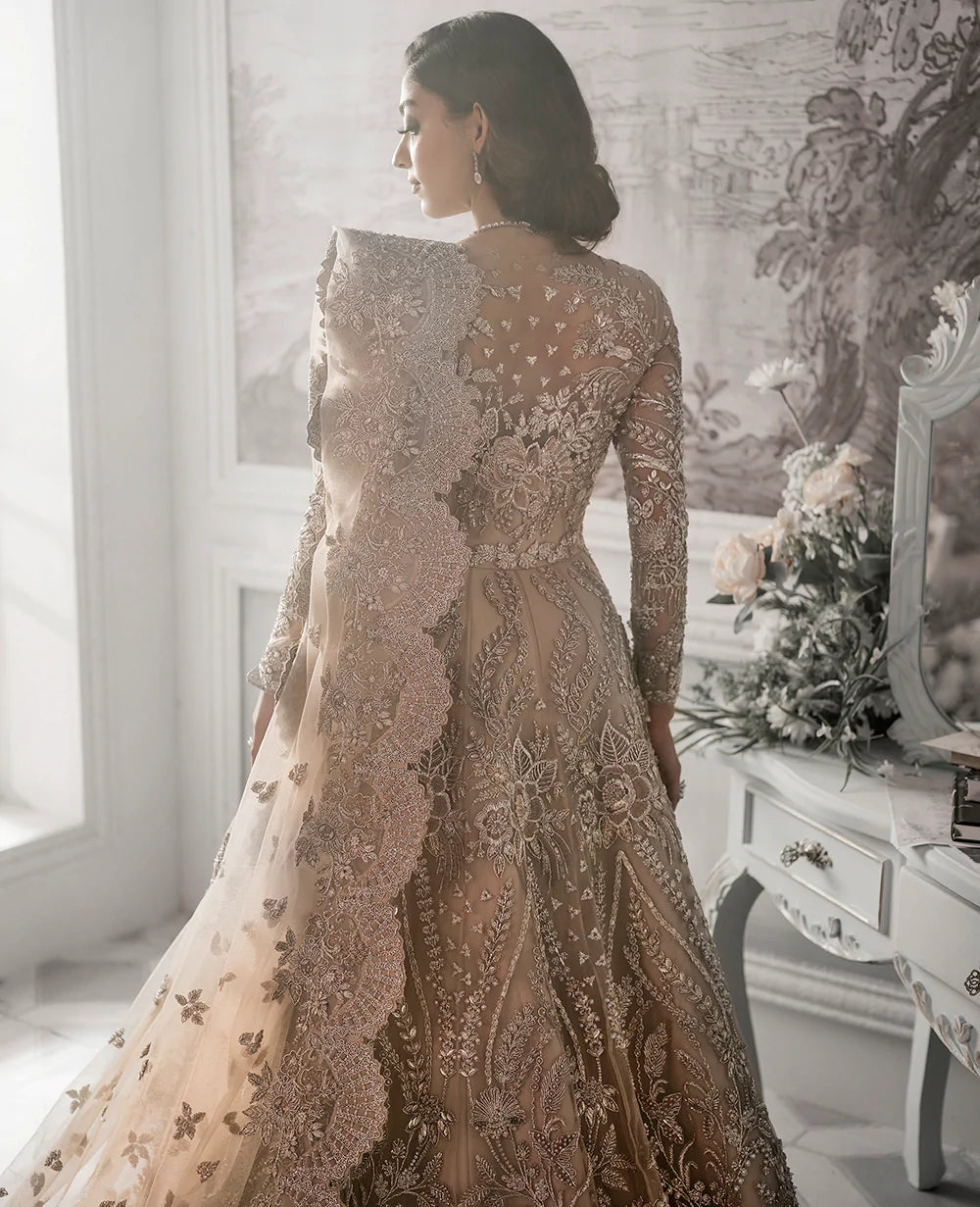 Champagne Embellished Net Bridal Gown (2-Piece) - Image 6