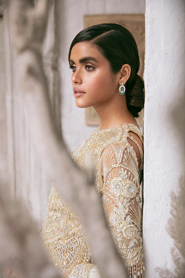 Gold Hand-Embellished Net Silk Gown (2-Piece) - Image 5