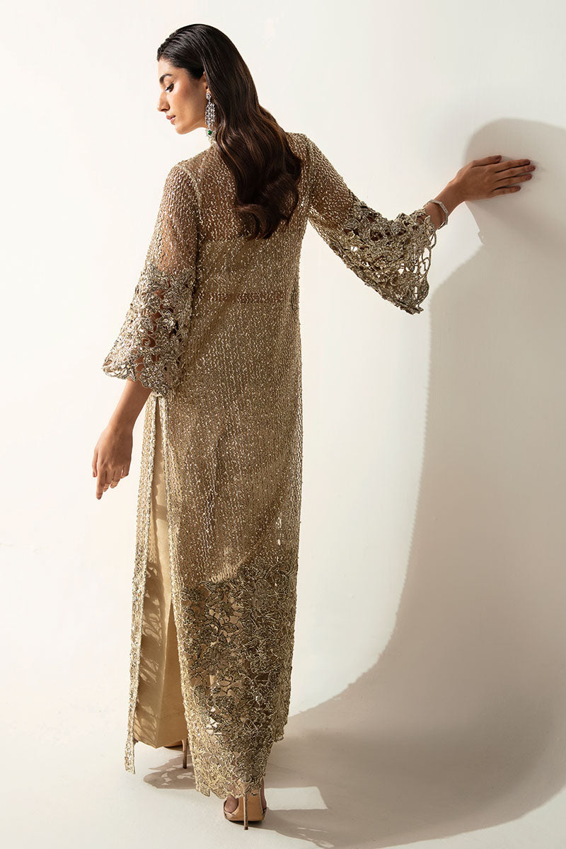 Pale Gold Embellished Net Gown (2-Piece) - Image 10