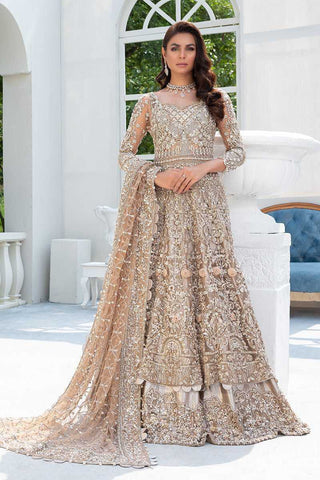 Champagne Gold Embellished Net Couture Gown (2-Piece) - Image 2