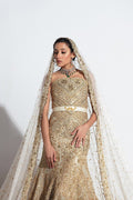 Pakistani Fresh Gold Hand-Embellished Net Bridal Gown (2-Piece) - Image 3