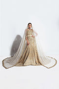 Pakistani Fresh Gold Hand-Embellished Net Bridal Gown (2-Piece) - Image 4