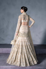 Pakistani Gold Hand-Embroidered Net Bridal Gown (2-Piece) - Image 10