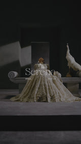 Pakistani Gold Hand-Embroidered Net Bridal Gown (2-Piece) - Image 11