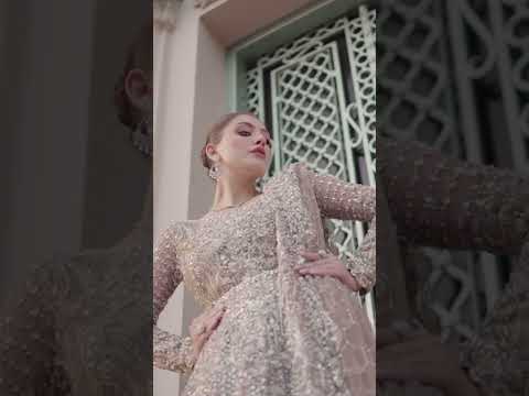 Pakistani Chartreuse Embellished Net Gown (2-Piece) - Image 1