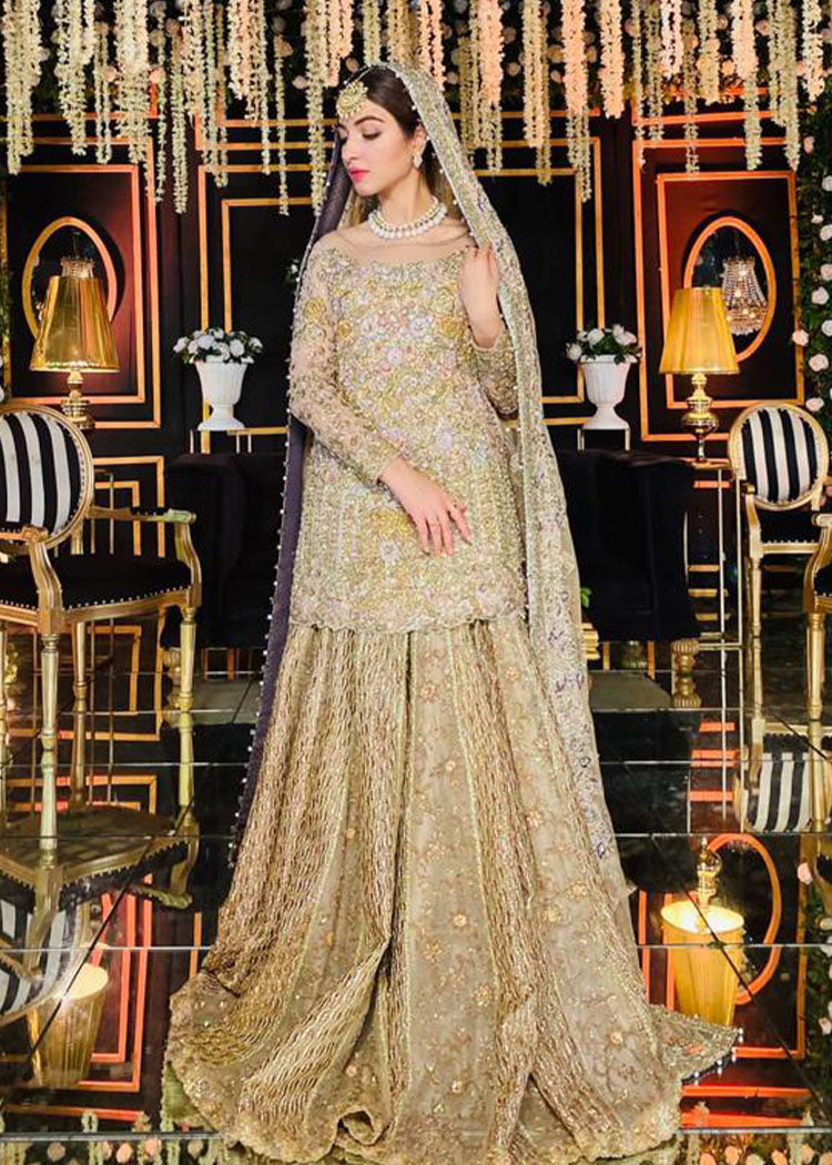 Gold Embellished Net Silk Bridal Gown (2-Piece) - Image 1